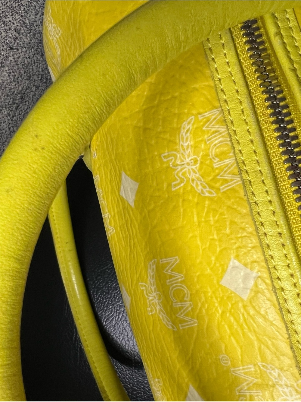 RARE MCM Yellow Visetos Floral Embroidered Boston Satchel Bag - Picture 7 of 12